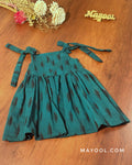 Deep Green Ikat Cotton Kids Frock
