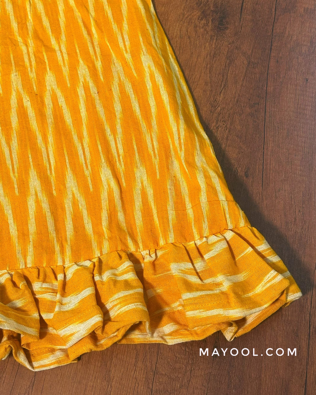 Yellow Ikat Cotton Kids Frock