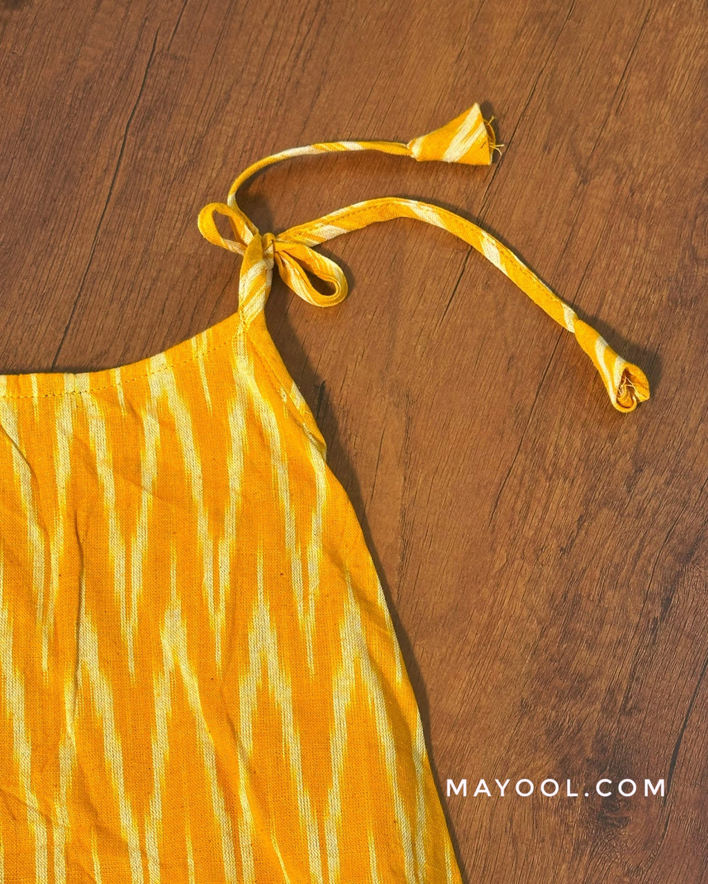 Yellow Ikat Cotton Kids Frock