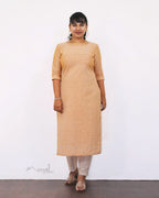 Creamy Orange Jacquard Cotton Kurta