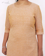 Creamy Orange Jacquard Cotton Kurta