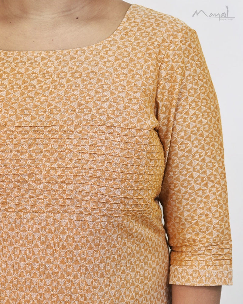 Creamy Orange Jacquard Cotton Kurta