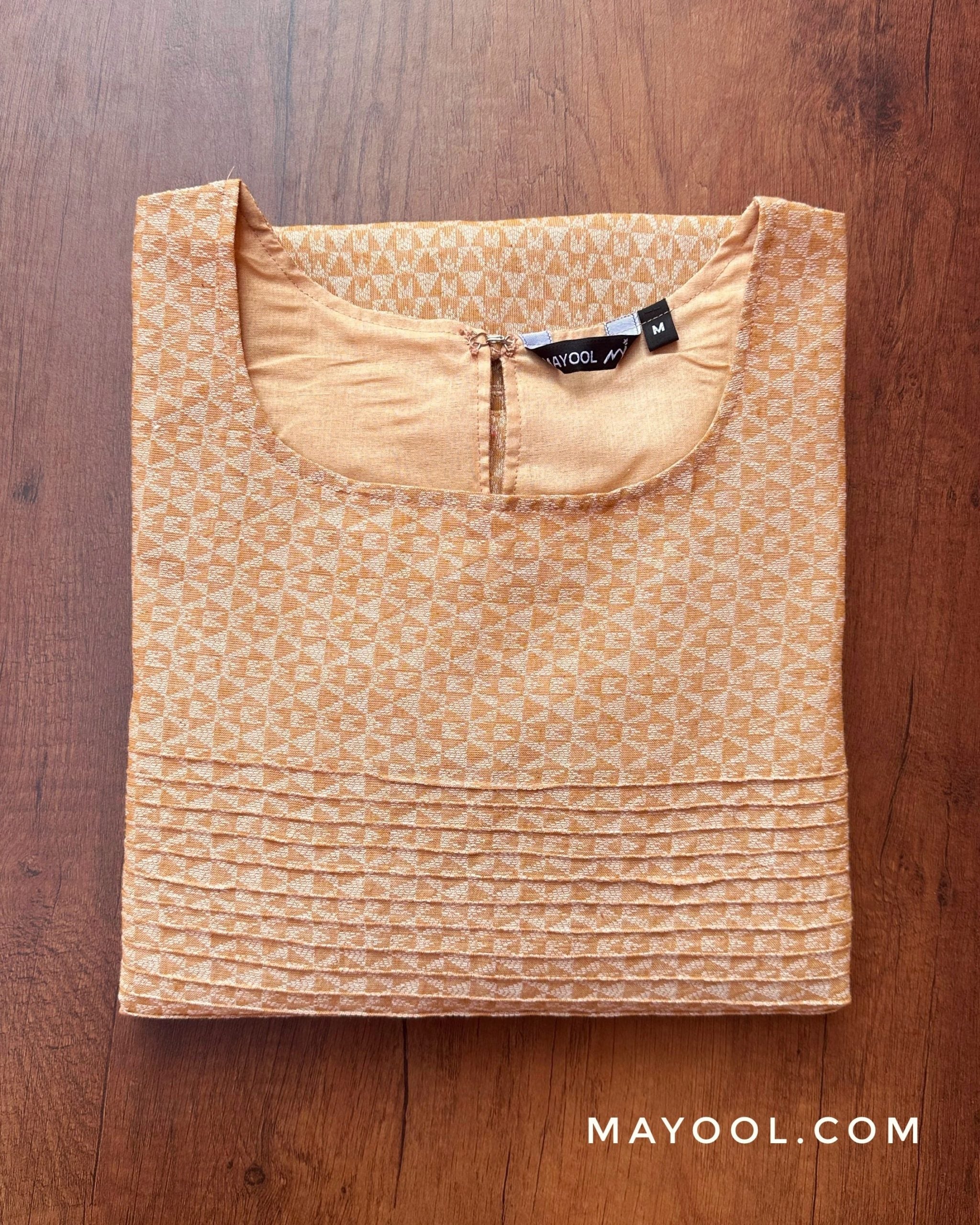 Creamy Orange Jacquard Cotton Kurta