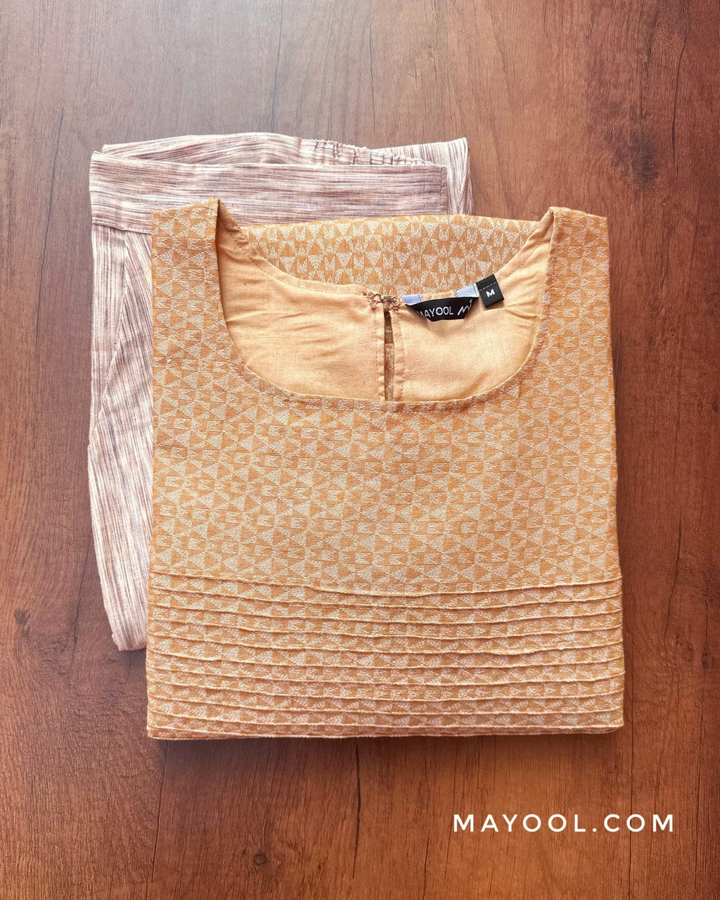 Creamy Orange Jacquard Cotton Kurta