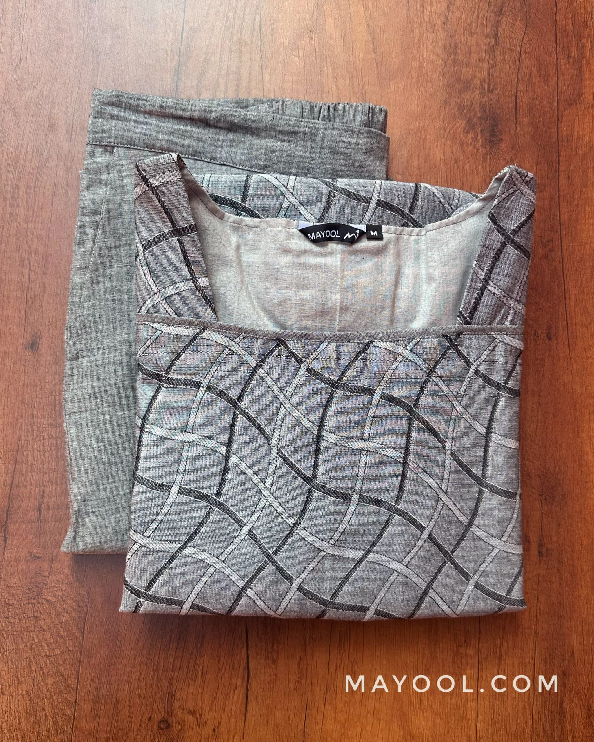 Light Grey Jacquard Cotton Kurta