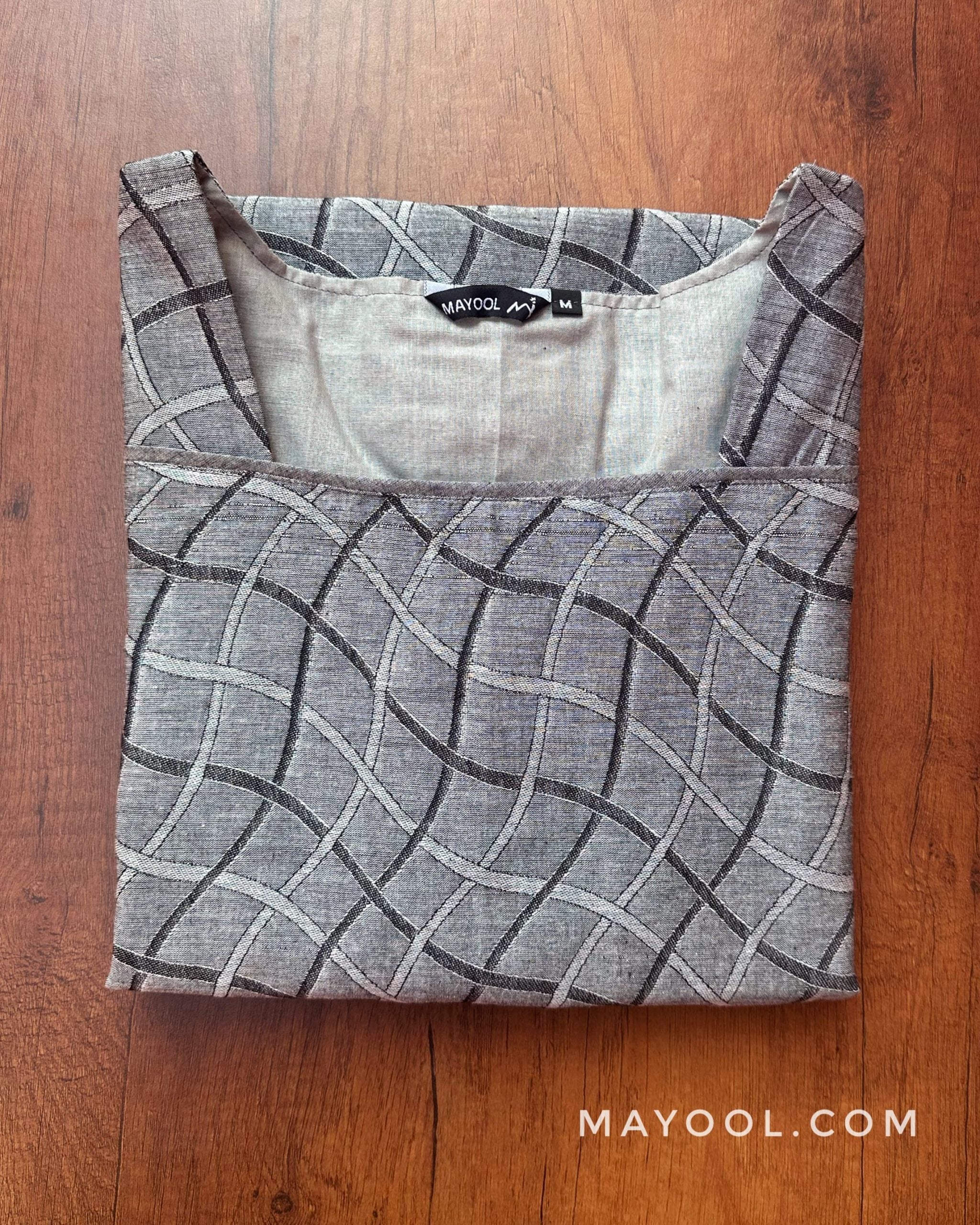 Light Grey Jacquard Cotton Kurta