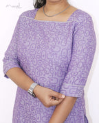 Lavender Self Design Jacquard Cotton Kurta