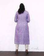 Lavender Self Design Jacquard Cotton Kurta