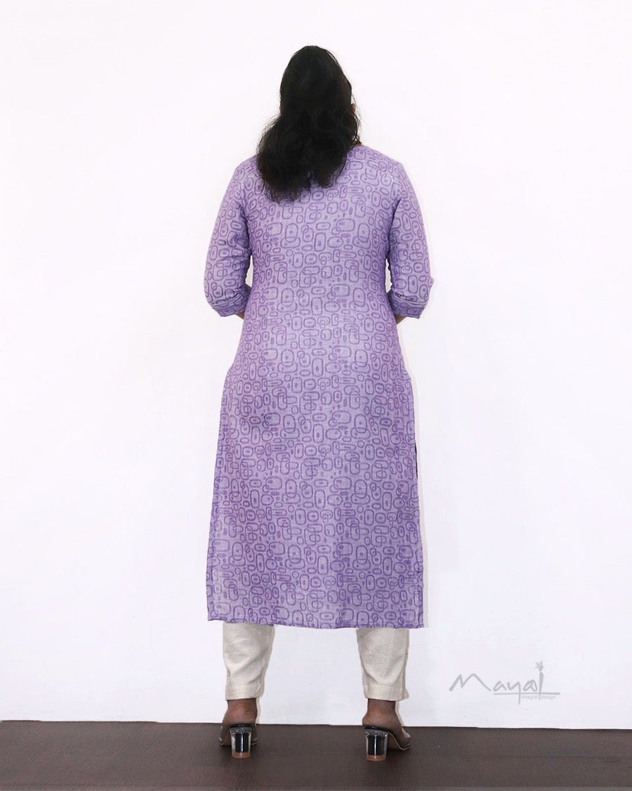 Lavender Self Design Jacquard Cotton Kurta