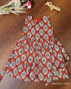 Matty Orange Handblock Kids Frock
