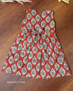 Matty Orange Handblock Kids Frock