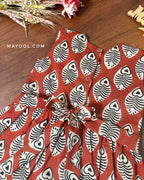 Matty Orange Handblock Kids Frock
