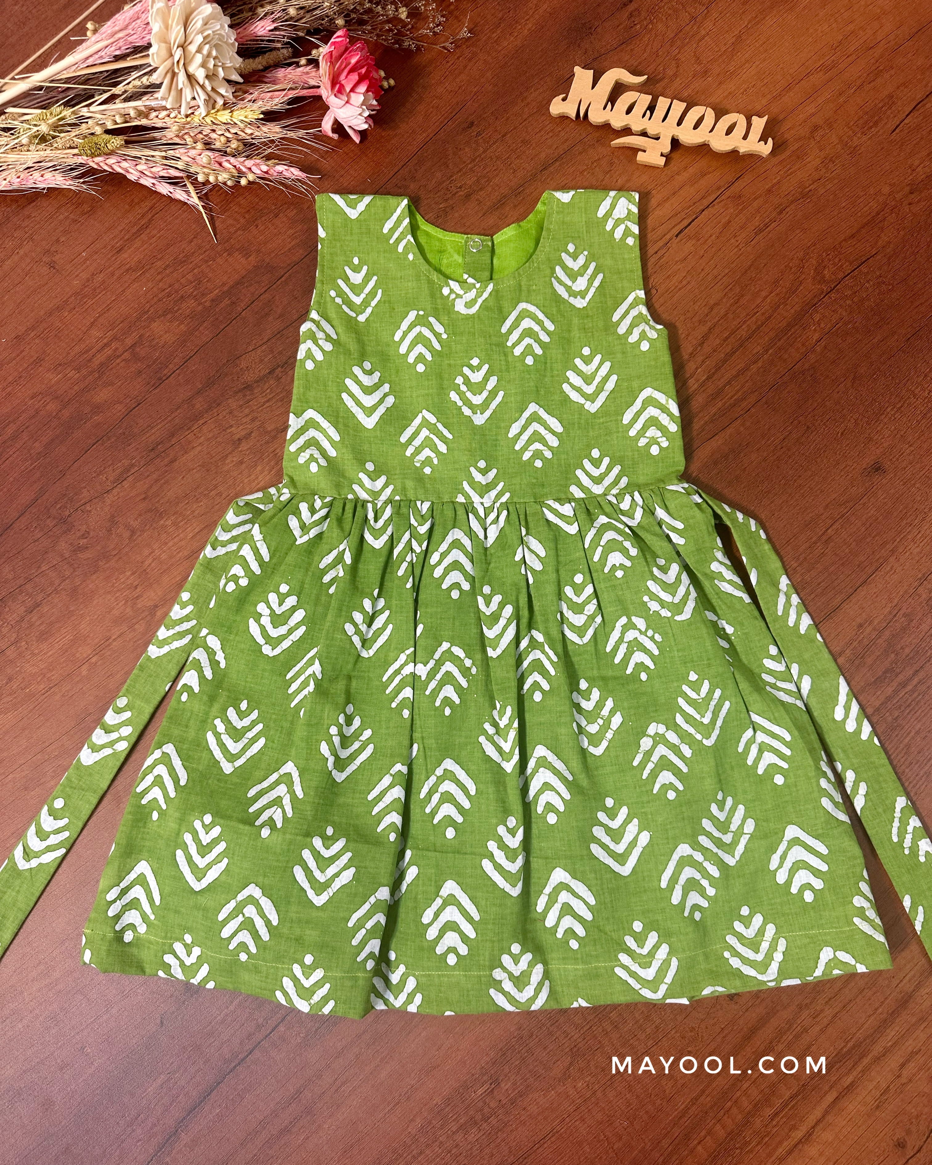 Green Batik Kids Frock