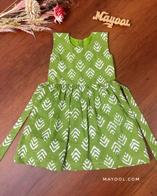 Green Batik Kids Frock