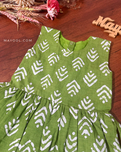 Green Batik Kids Frock