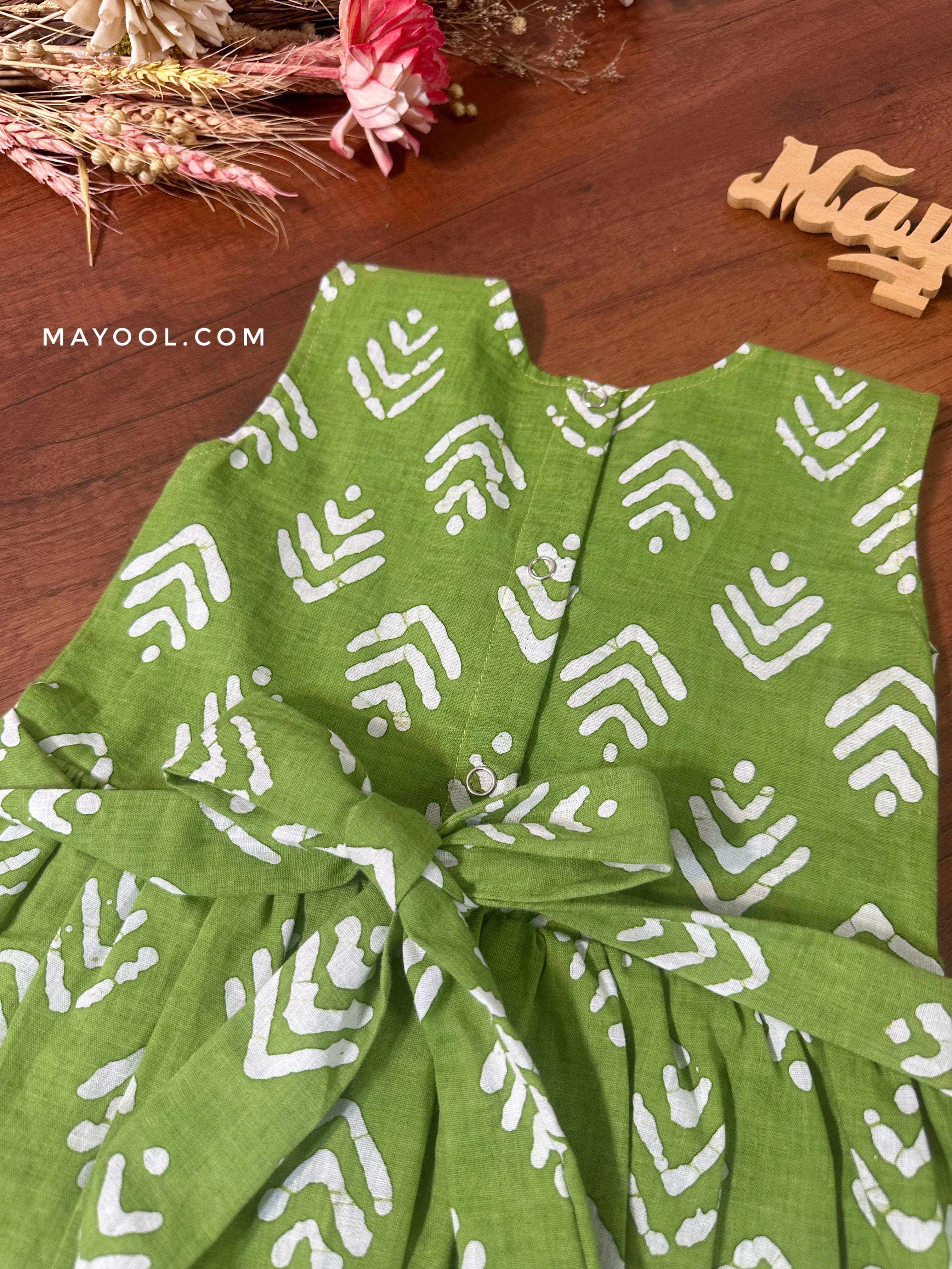 Green Batik Kids Frock