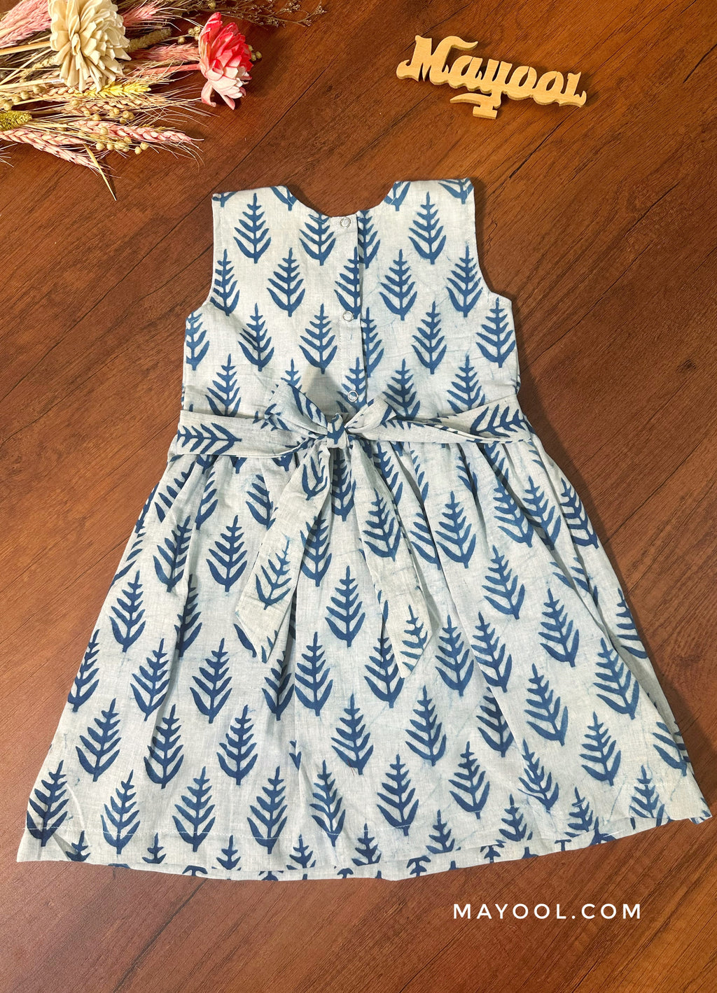 Indigo White Handblock Kids Frock