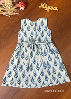 Indigo White Handblock Kids Frock