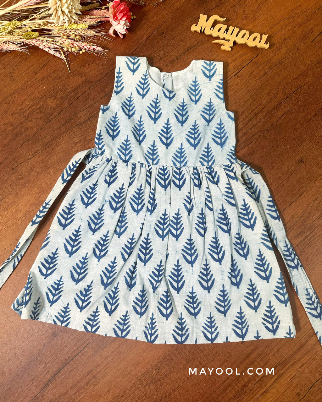 Indigo White Handblock Kids Frock