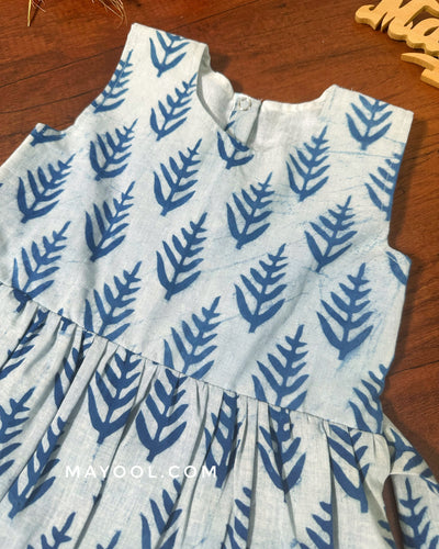 Indigo White Handblock Kids Frock
