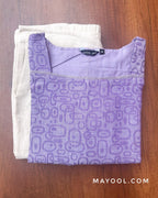 Lavender Self Design Jacquard Cotton Kurta