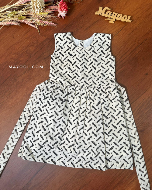 Black White Batik Kids Frock