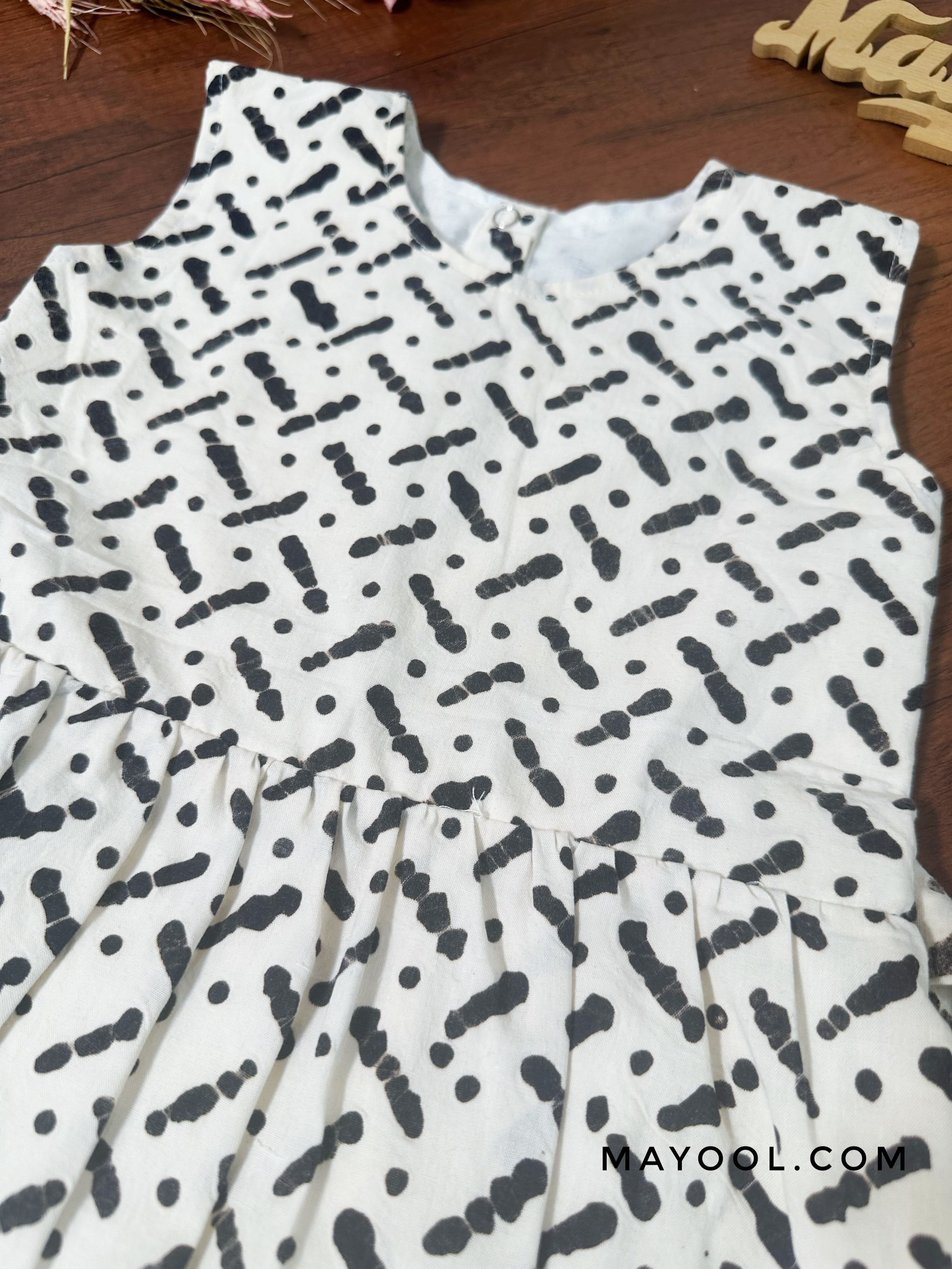 Black White Batik Kids Frock