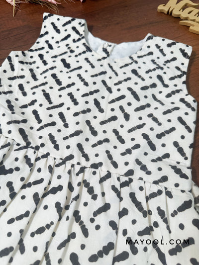Black White Batik Kids Frock