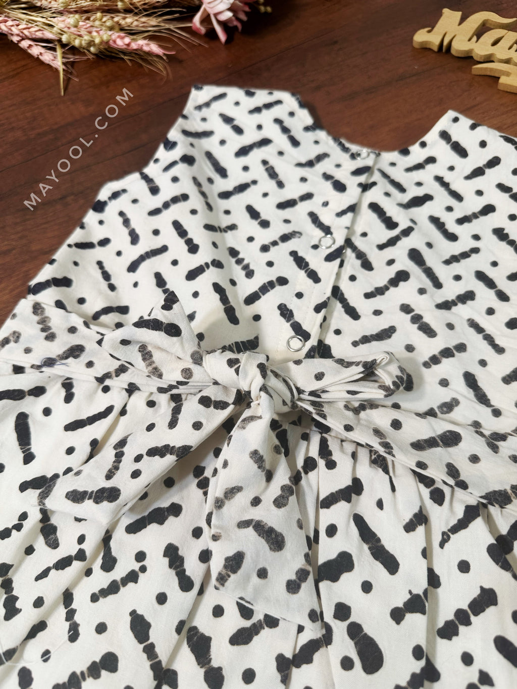 Black White Batik Kids Frock