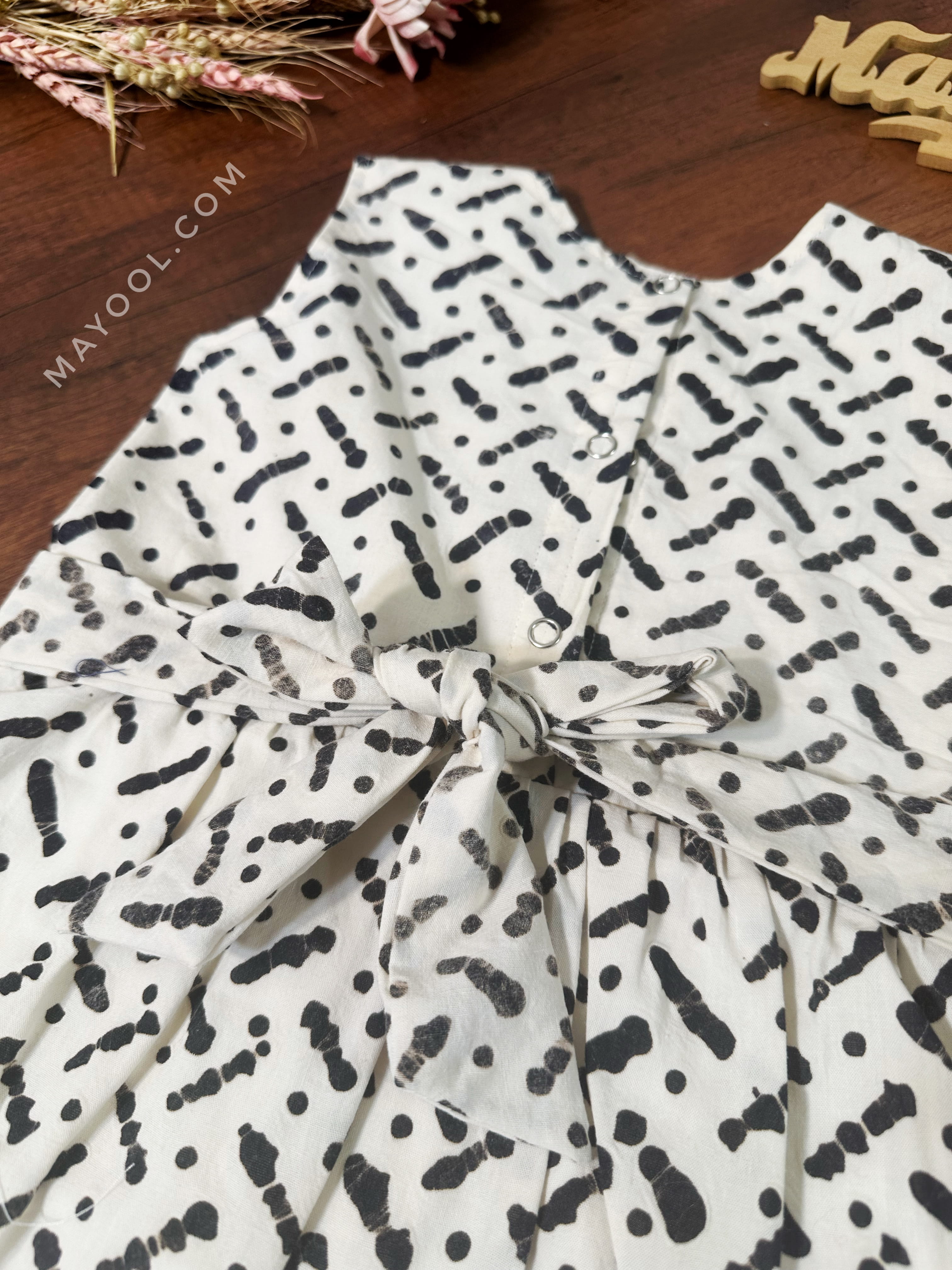 Black White Batik Kids Frock