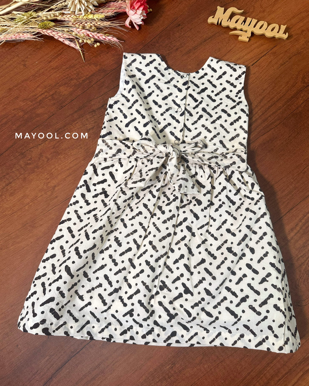 Black White Batik Kids Frock