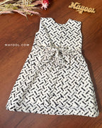 Black White Batik Kids Frock