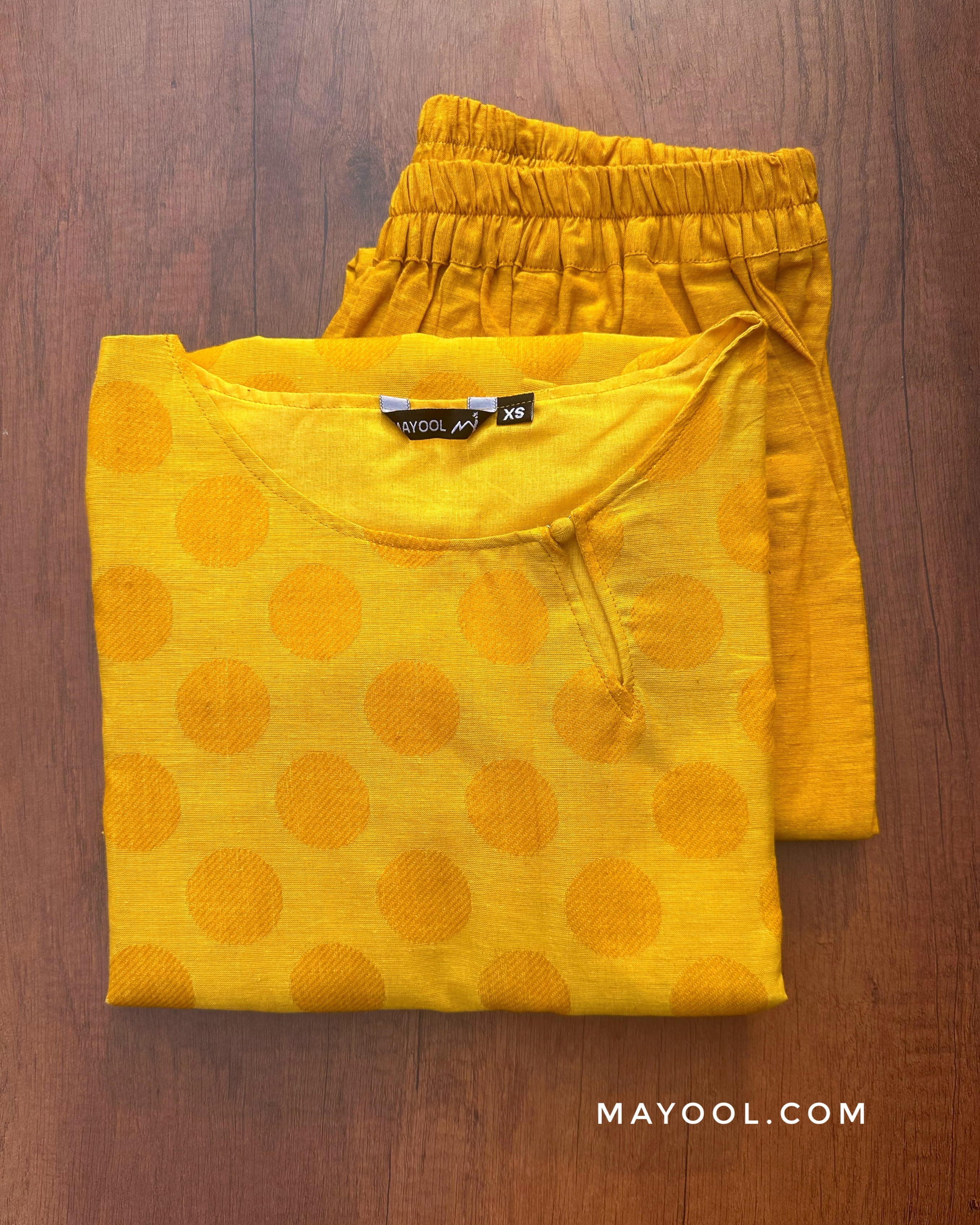 Sunflower Yellow Jacquard Cotton Kurta