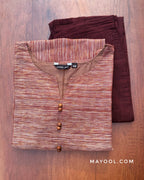 Russet Brown Texture Pattern Cotton Kurta