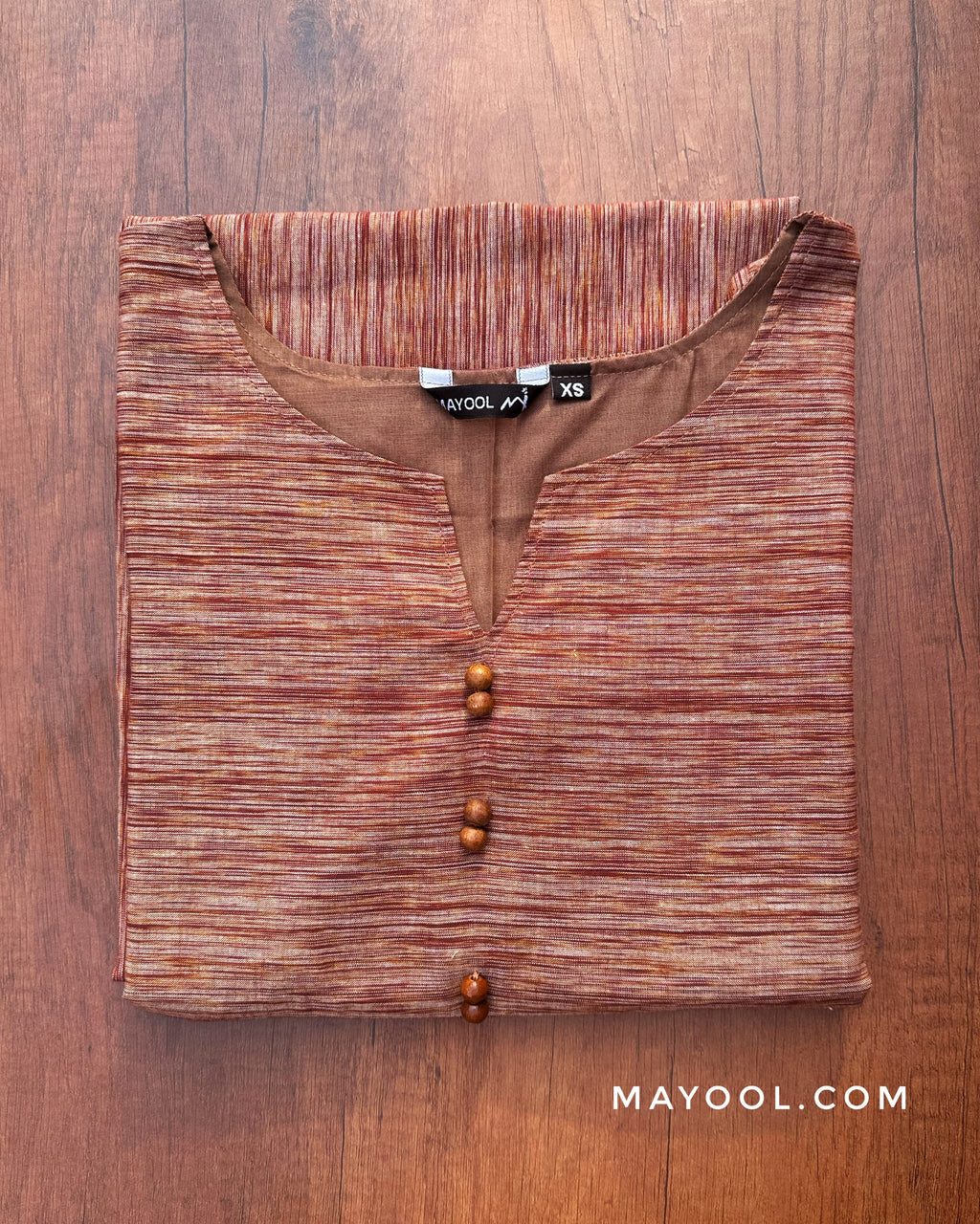 Russet Brown Texture Pattern Cotton Kurta