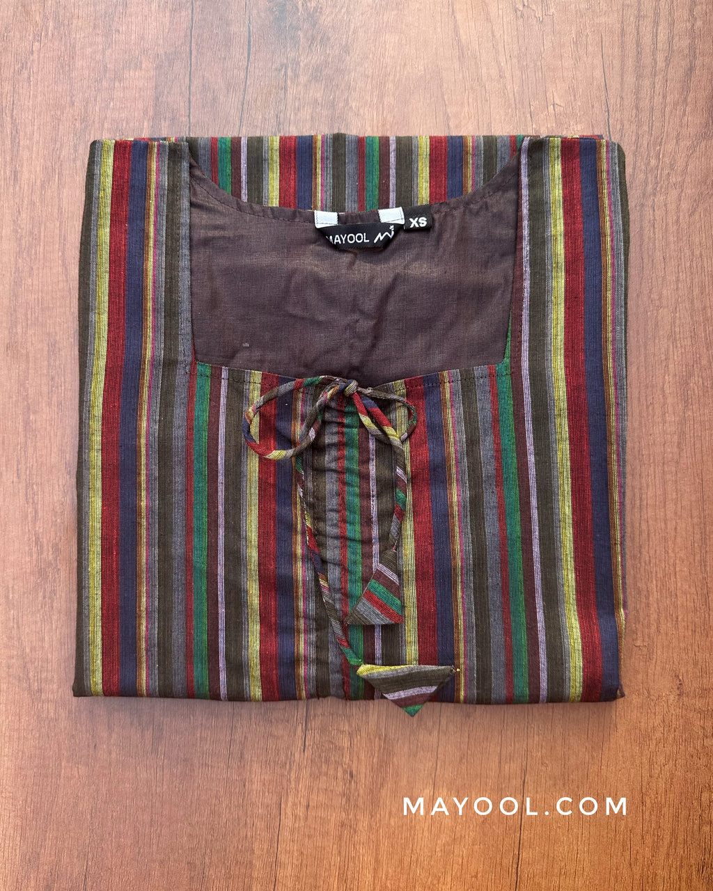 Purple Multicolour Stripe Cotton Kurta