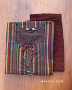 Purple Multicolour Stripe Cotton Kurta