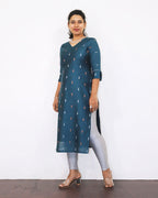 Peacock Blue Silk Cotton Kurta