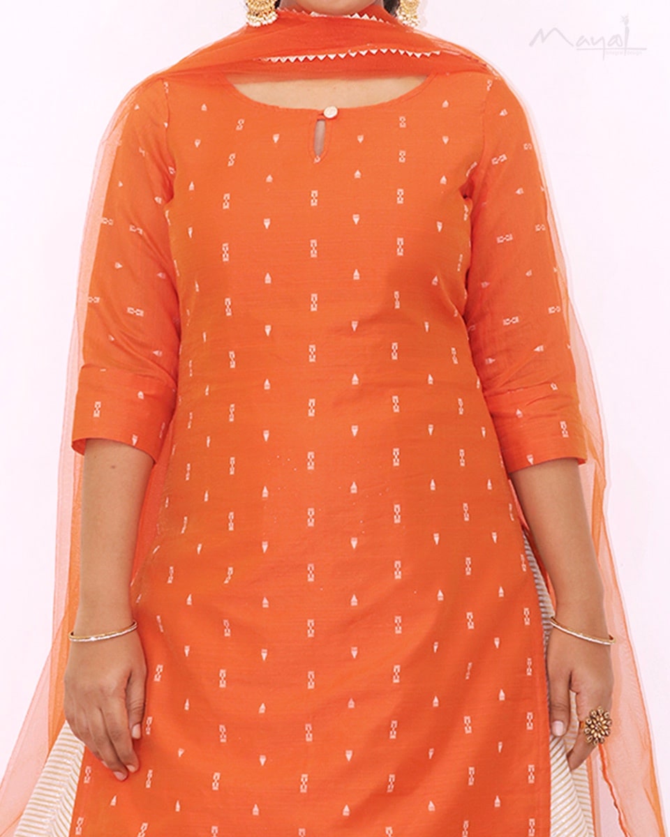 Pumpkin Orange Silk Cotton Kurta