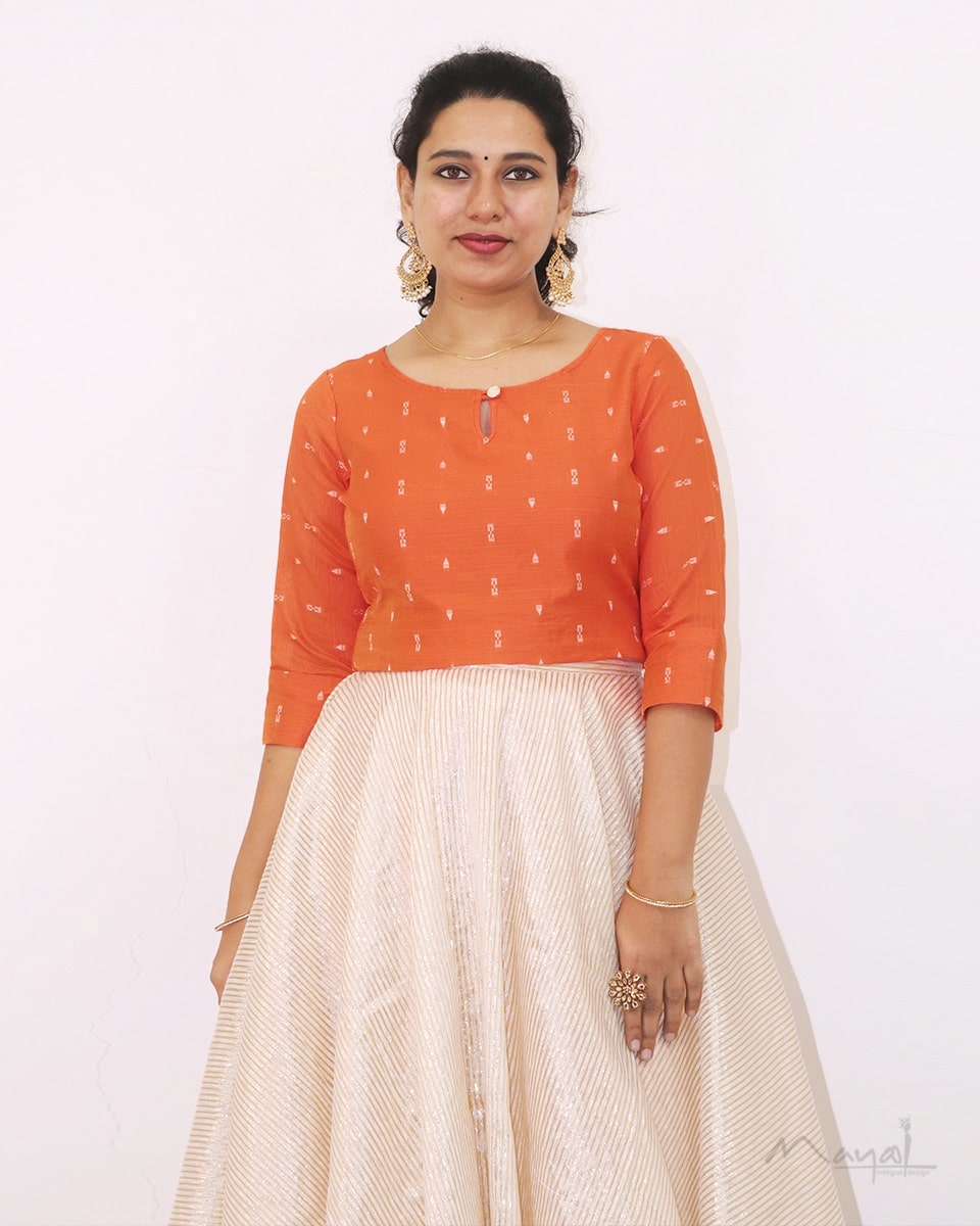 Pumpkin Orange Silk Cotton Kurta