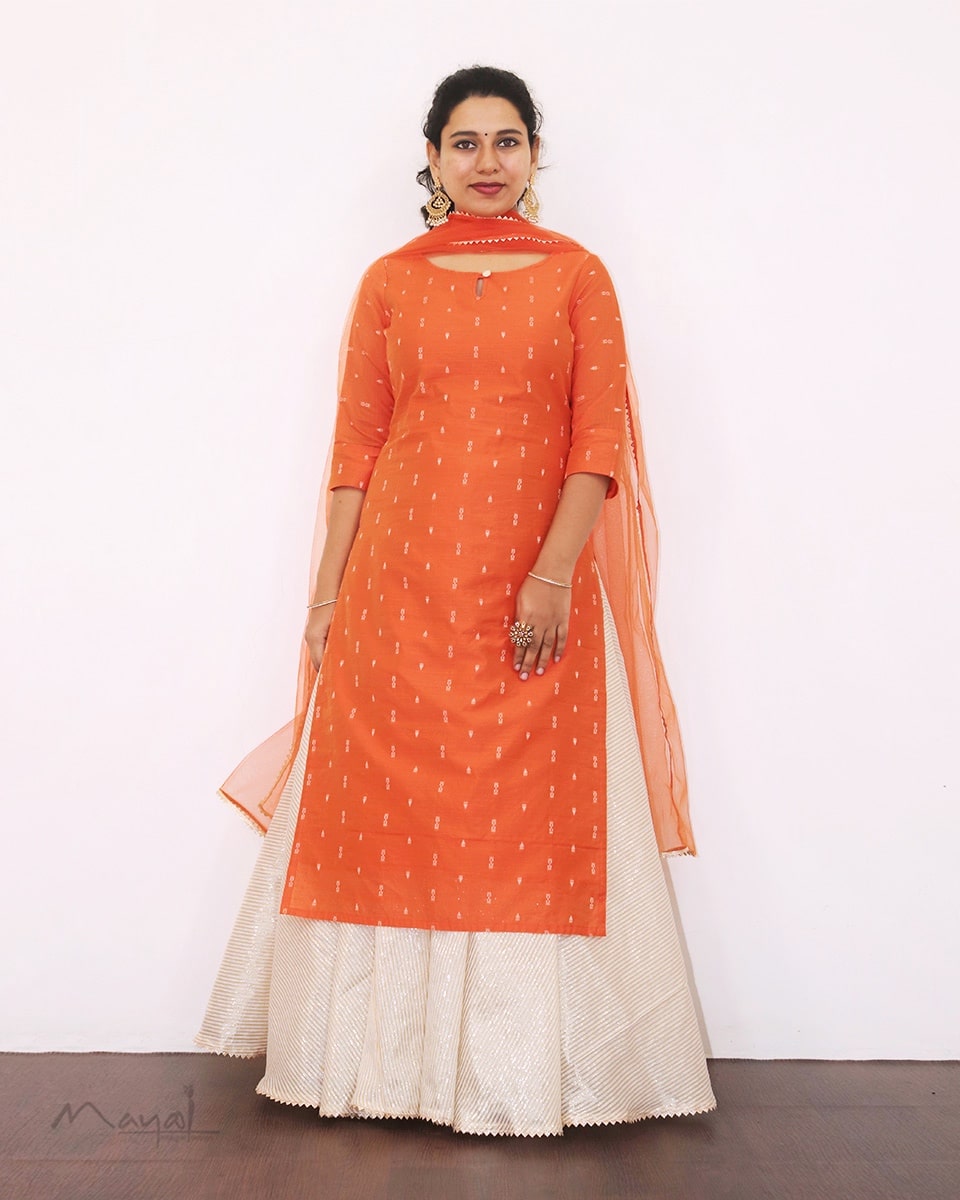 Pumpkin Orange Silk Cotton Kurta