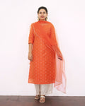 Pumpkin Orange Silk Cotton Kurta