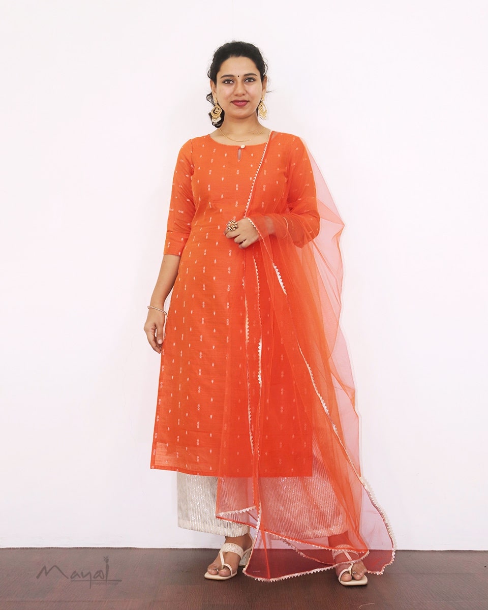 Pumpkin Orange Silk Cotton Kurta