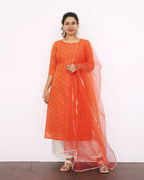 Pumpkin Orange Silk Cotton Kurta