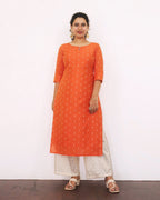 Pumpkin Orange Silk Cotton Kurta