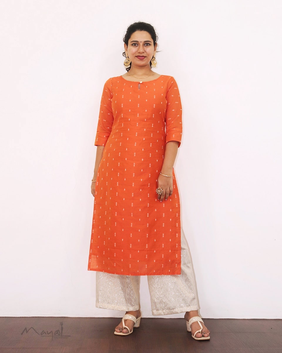 Pumpkin Orange Silk Cotton Kurta