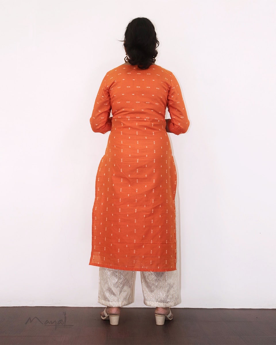 Pumpkin Orange Silk Cotton Kurta