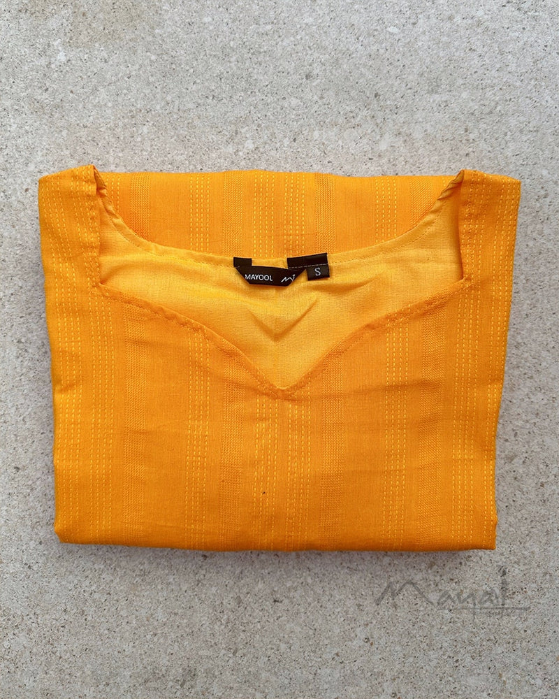 Chrone Yellow Jacquard Stripe Cotton Kurta