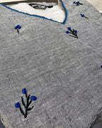 Grey Blue Minimal Embroidery Flare Dresses