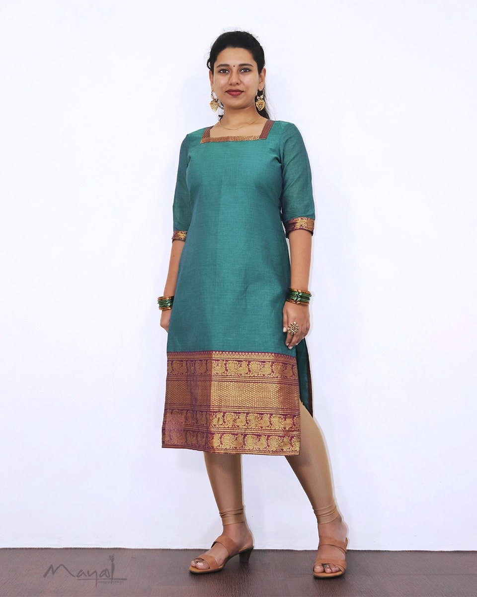 Dark Cyan Traditional Cotton Kurta